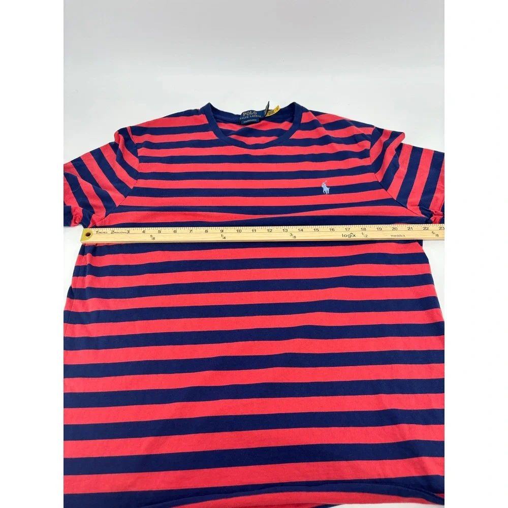 Polo Ralph Lauren Mens Custom Slim Fit Striped T-Shirt Red Navy Blue XL